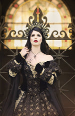 Black and Gold Plus Size Gothic Sleeping Beauty Velvet Gown