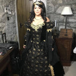 Black and Gold Plus Size Gothic Sleeping Beauty Velvet Gown