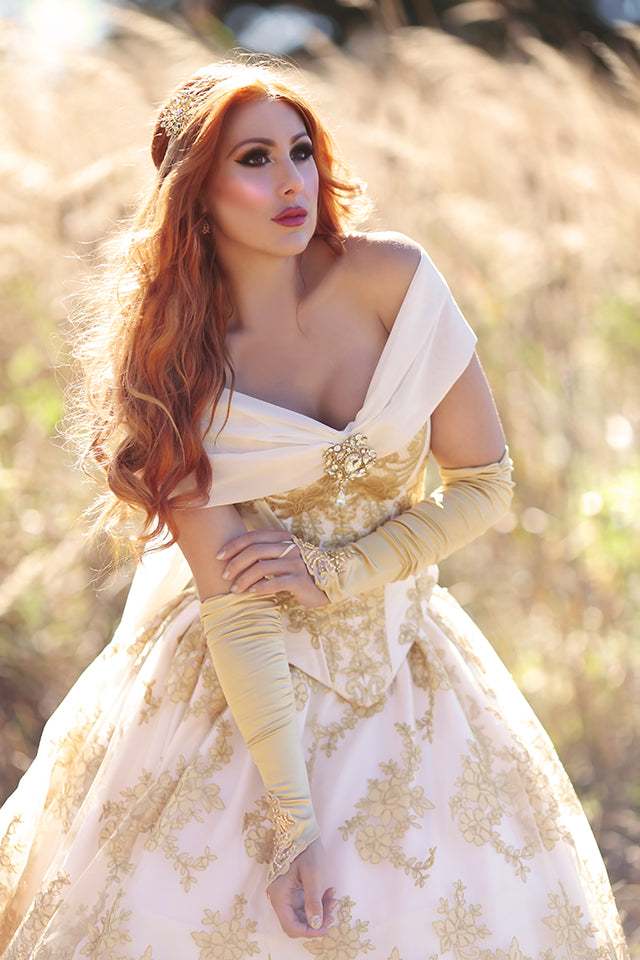 Belle Ivory/Gold Custom Plus Size Gown