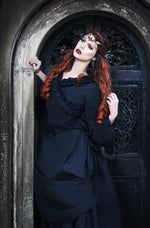 Black Gothic Mina Dracula Victorian Gown with Bustle/train