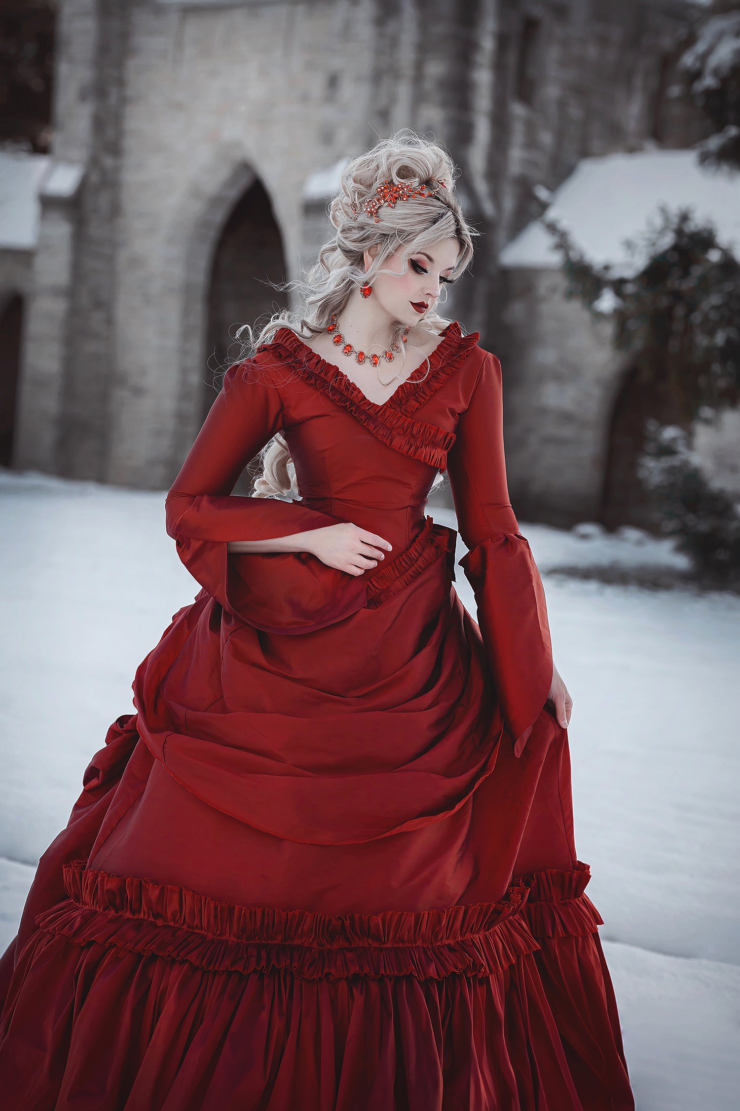 In Stock! Mina Dracula Gothic Gown- Deep Red- Size Medium