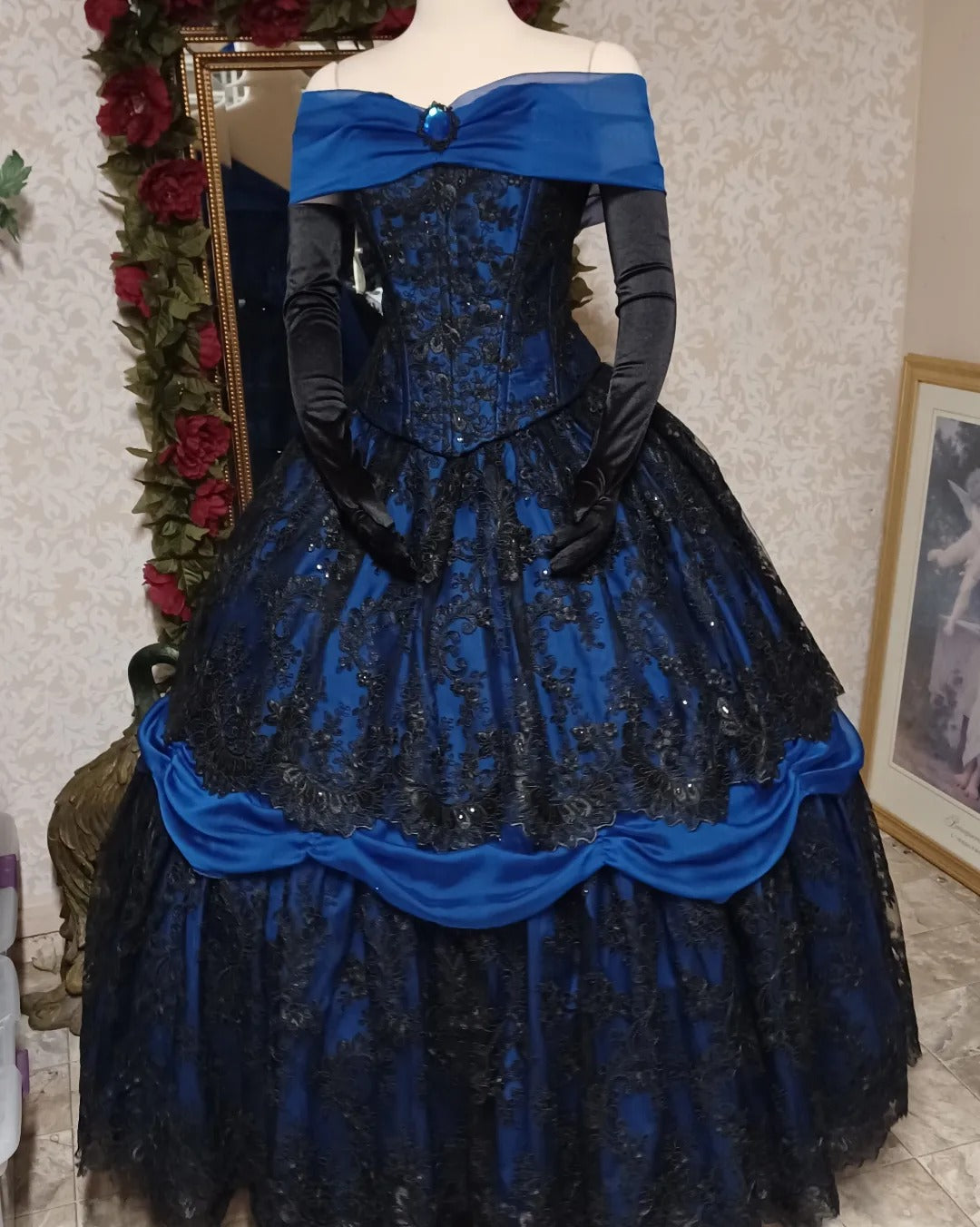 SALE! Beautiful Blue/Black Gothic Belle Gown In-Stock size Med/Large SALE! Beautiful Blue/Black Gothic Belle Gown In-Stock size Med/Large