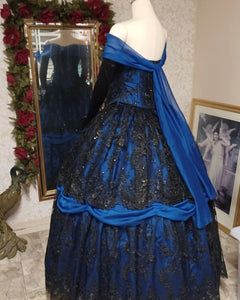 Beautiful Blue/Black Gothic Belle Gown In-Stock size Med/Large