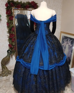 Beautiful Blue/Black Gothic Belle Gown In-Stock size Med/Large