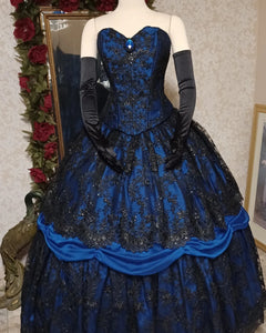 Beautiful Blue/Black Gothic Belle Gown In-Stock size Med/Large