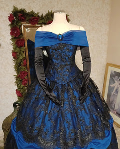 Beautiful Blue/Black Gothic Belle Gown In-Stock size Med/Large