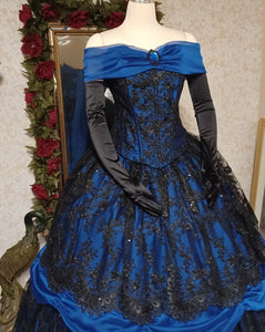 Beautiful Blue/Black Gothic Belle Gown In-Stock size Med/Large