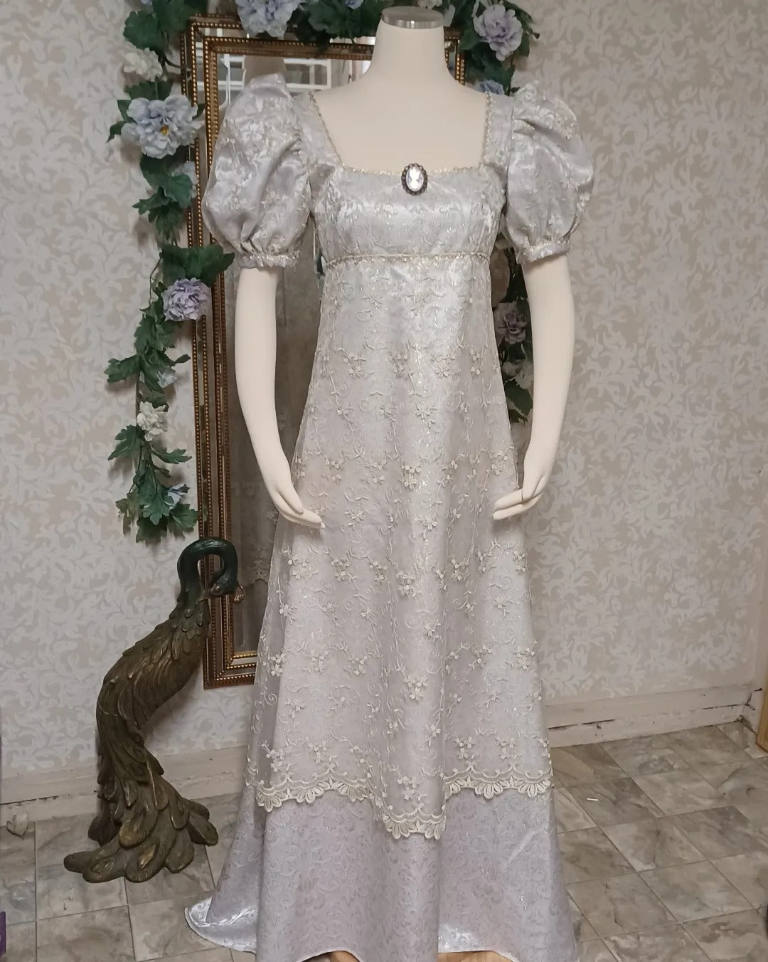 Lilac/Champagne Regency Style gown and Coat Size Small