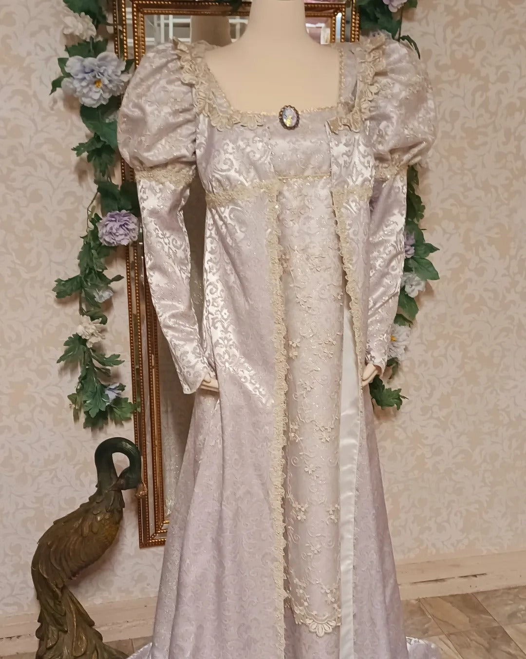 Lilac/Champagne Regency Style gown and Coat Size Small