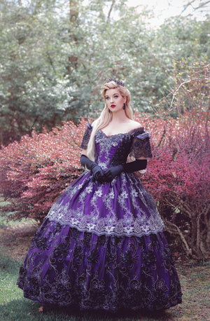 Gothic Wedding Dresses With Detachable Train Black and Purple Bridal Gowns  Plus | eBay