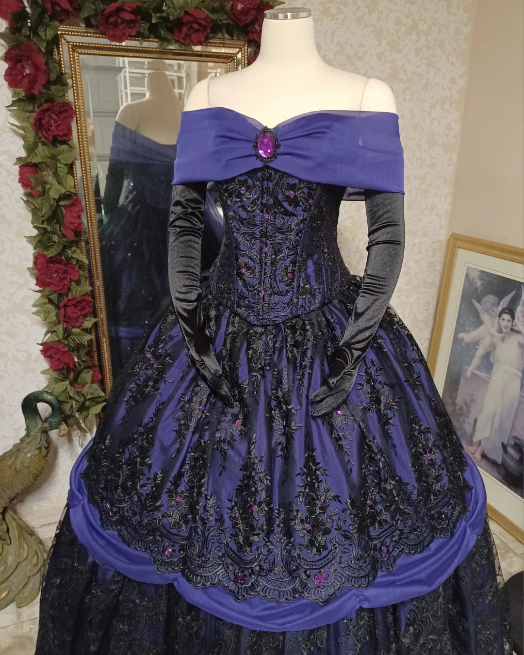 gothic black and purple dress Gothic Purple and Black Strapless Wedding Dress CONSTANCE Size 10 / Custom Color