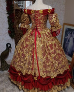 Red/Gold One-of-a-Kind Belle Victorian Fantasy Gown In-Stock! Large