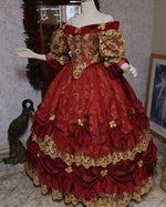 SOLD! Red/Gold One-of-a-Kind Belle Victorian Fantasy Gown In-Stock! Large