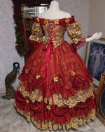 SOLD! Red/Gold One-of-a-Kind Belle Victorian Fantasy Gown In-Stock! Large