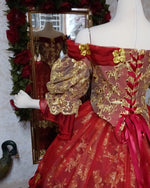 SOLD! Red/Gold One-of-a-Kind Belle Victorian Fantasy Gown In-Stock! Large