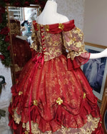 SOLD! Red/Gold One-of-a-Kind Belle Victorian Fantasy Gown In-Stock! Large