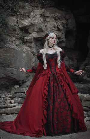 Red/black Gothic Sleeping Beauty Alternative Wedding Gown SmallSmall Red/black Gothic Sleeping Beauty Alternative Wedding Gown SmallSmall