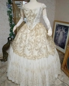 New! Sparkle Ivory and Gold Princess Gown 1-of-a-Kind In Stock!