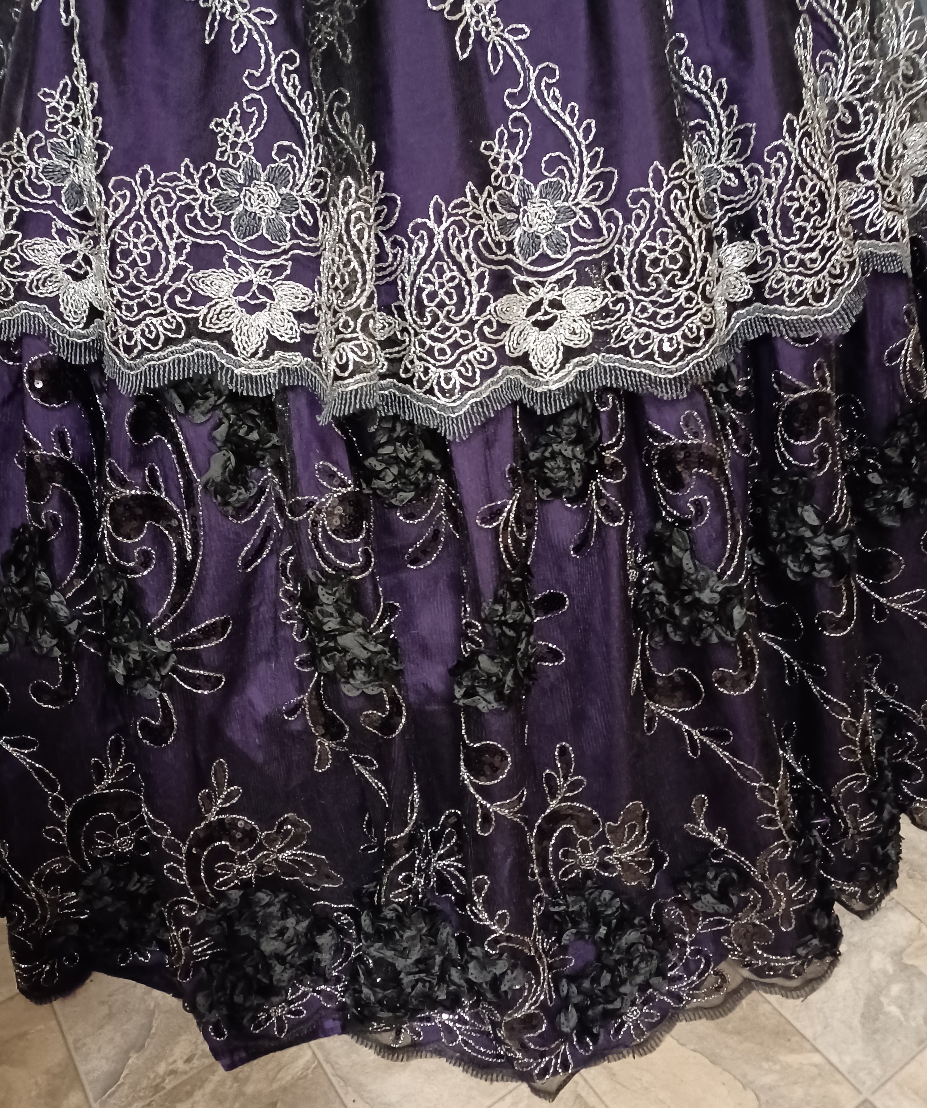 Sale!  Purple, Black and Silver Gothic Victorian Gown -Medium