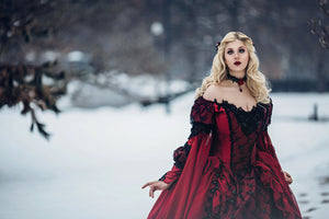 red and black gothic wedding dresses Red/black Gothic Sleeping Beauty Alternative Wedding Gown – Romantic Threads