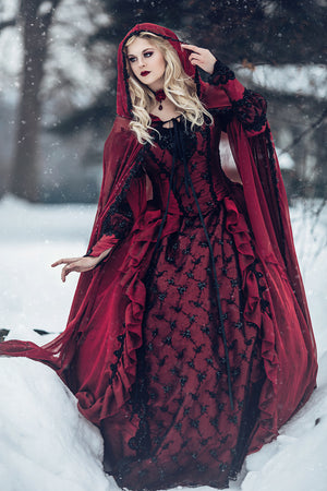 black and red gothic wedding dresses Red/black Gothic Sleeping Beauty Alternative Wedding Gown – Romantic Threads