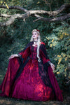 SOLD!  Free Cape! Burgundy/Black Gwendolyn gown and cape set!  Size Medium