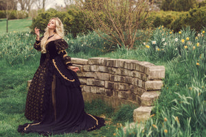 Gothic Sleeping Beauty Velvet & Venice Lace Gown