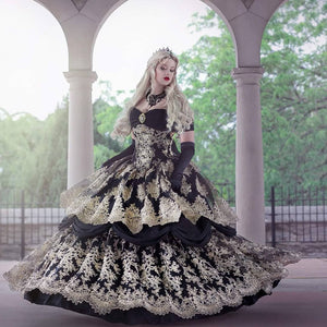 SOLD OUT Black and Gold Gothic Belle Gown Plus Size Custom