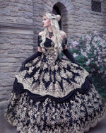 Black and Gold Gothic Belle Gown Plus Size Custom