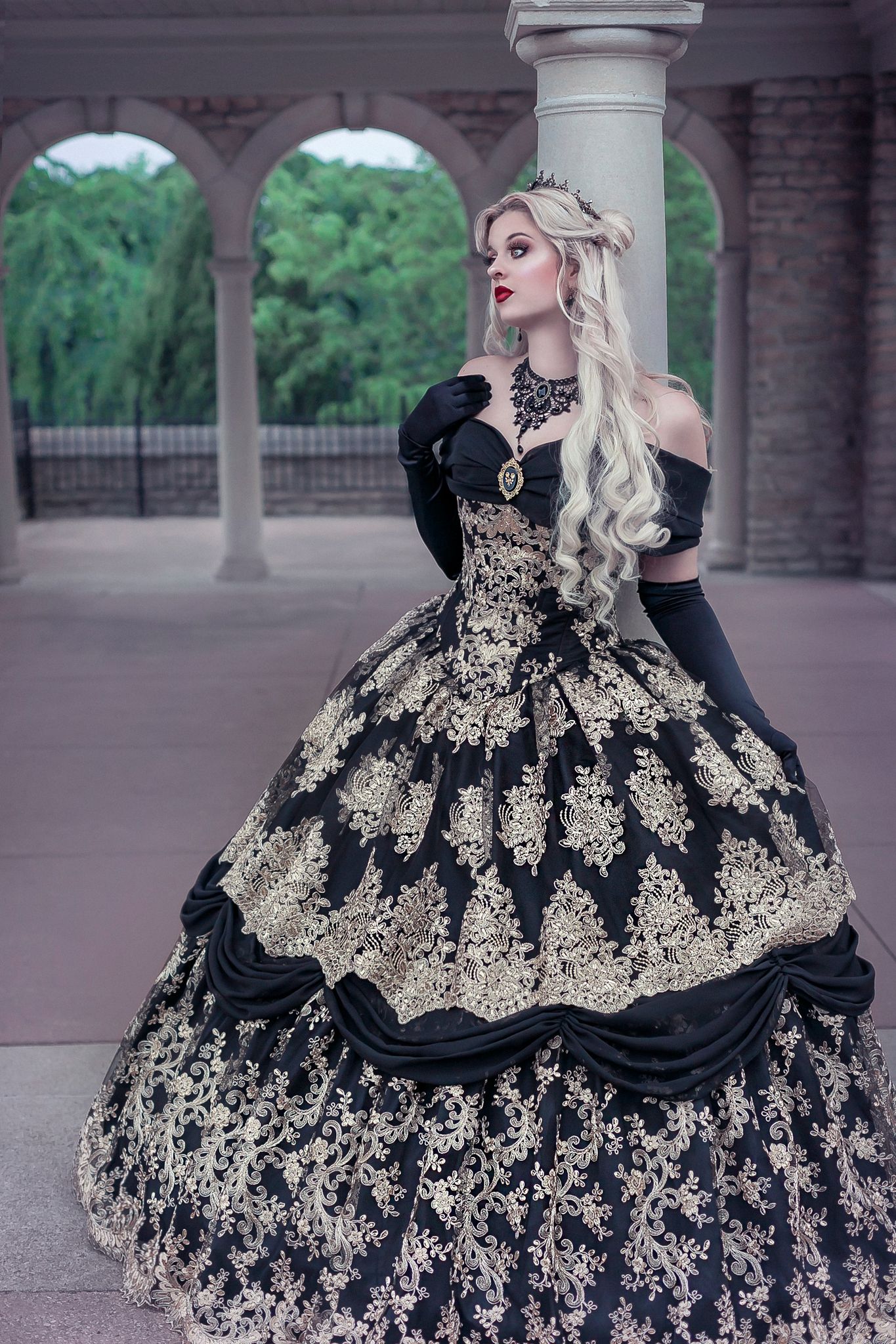 Gothic Black/Gold Belle Beauty and the Beast Custom Gown