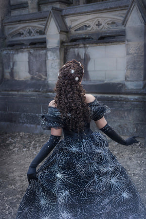 black opera dress Jessica Angel 2560 Opera Gloves Embellished Corset Dress