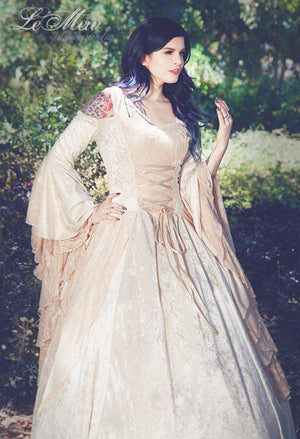 Champagne Blush Medieval Plus Size Fantasy Gown Custom – Romantic Threads Champagne Blush Medieval Plus Size Fantasy Gown Custom – Romantic Threads