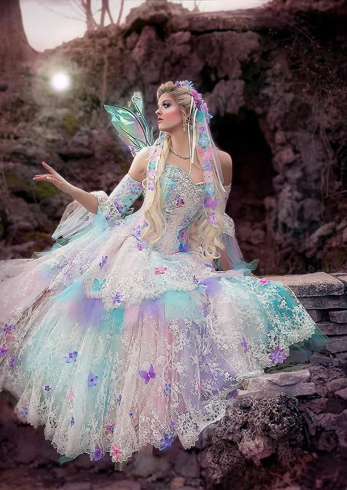 Upscale Fantasy Fae Fairy Gown Light Colors- Convertible