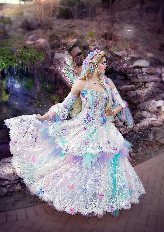 Upscale Fantasy Fae Fairy Gown Light Colors- Convertible