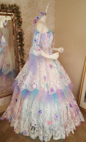 Upscale Fantasy Fae Fairy Gown Light Colors- Convertible Romantic Threads Upscale Fantasy Fae Fairy Gown Light Colors- Convertible Romantic Threads