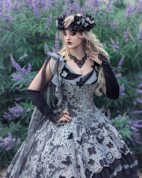 Gothic Dark Fae Fairy Fantasy Convertible Gown Corset Set