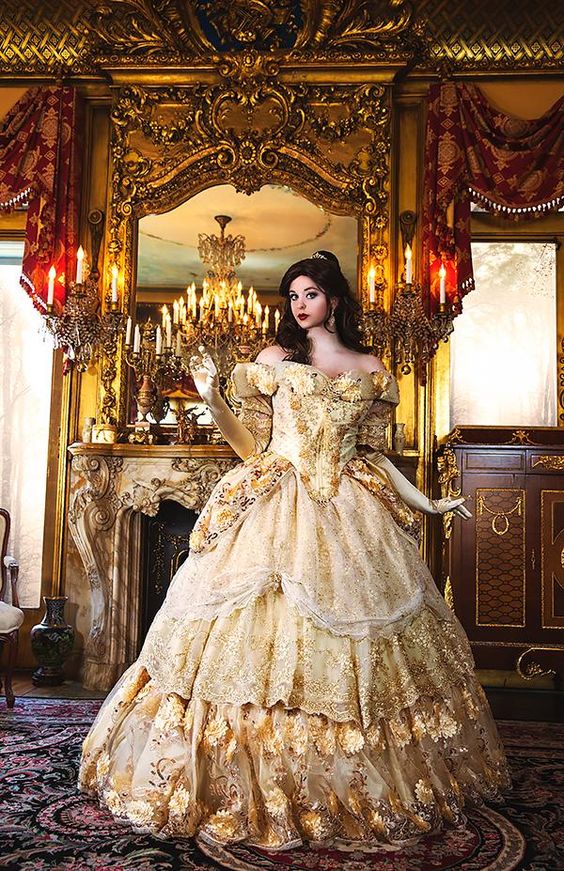 Elaborate Ultra-Fantasy Upscale Belle Gown Custom Large Elaborate Ultra-Fantasy Upscale Belle Gown Custom Large