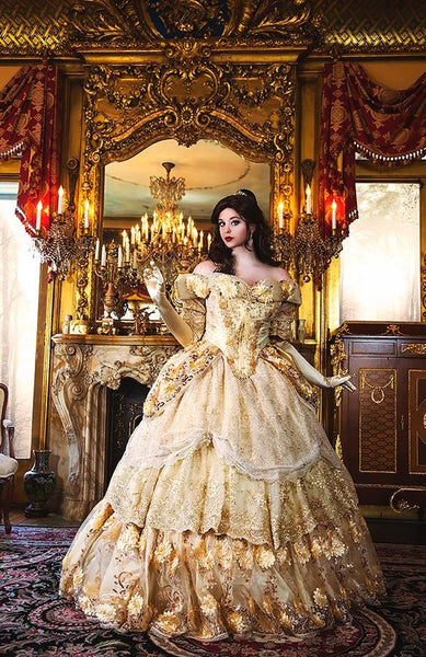 Elaborate Ultra-Fantasy Upscale Belle Gown Custom Large Elaborate Ultra-Fantasy Upscale Belle Gown Custom Large