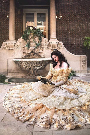 Elaborate Ultra-Fantasy Upscale Belle Gown Custom Large Elaborate Ultra-Fantasy Upscale Belle Gown Custom Large
