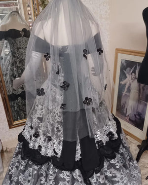 SOLD! Gothic Victorian Grey/Black gown with Flowers and Butterflies Me Romantic Threads SOLD! Gothic Victorian Grey/Black gown with Flowers and Butterflies Me Romantic Threads