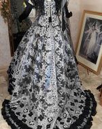 SOLD!! Mystic Garden Grey/black lace Floral Butterfly Convertible Gown!  Medium