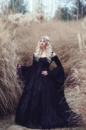 SOLD OUT Gothic Black Gwendolyn Velvet and Lace Gown