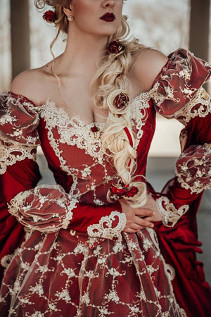 SOLD OUT Queen Red/Champagne Sleeping Beauty Gown