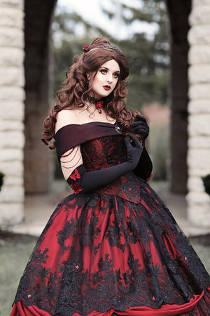 Gothic Belle Red/black Upscale Fantasy Gown Gothic Belle Red/black Upscale Fantasy Gown