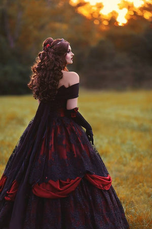 Gothic Belle Red/black Upscale Fantasy Gown Romantic Threads Gothic Belle Red/black Upscale Fantasy Gown Romantic Threads