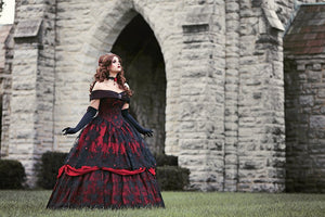 Special Offer! Gothic Belle Red/black Upscale Fantasy Gown