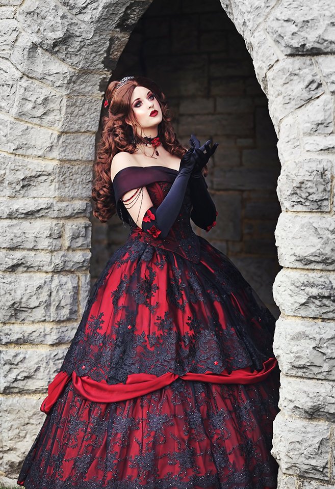 SOLD OUT Gothic Belle Red/black Upscale Fantasy Gown