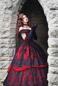 Special Offer! Gothic Belle Red/black Upscale Fantasy Gown