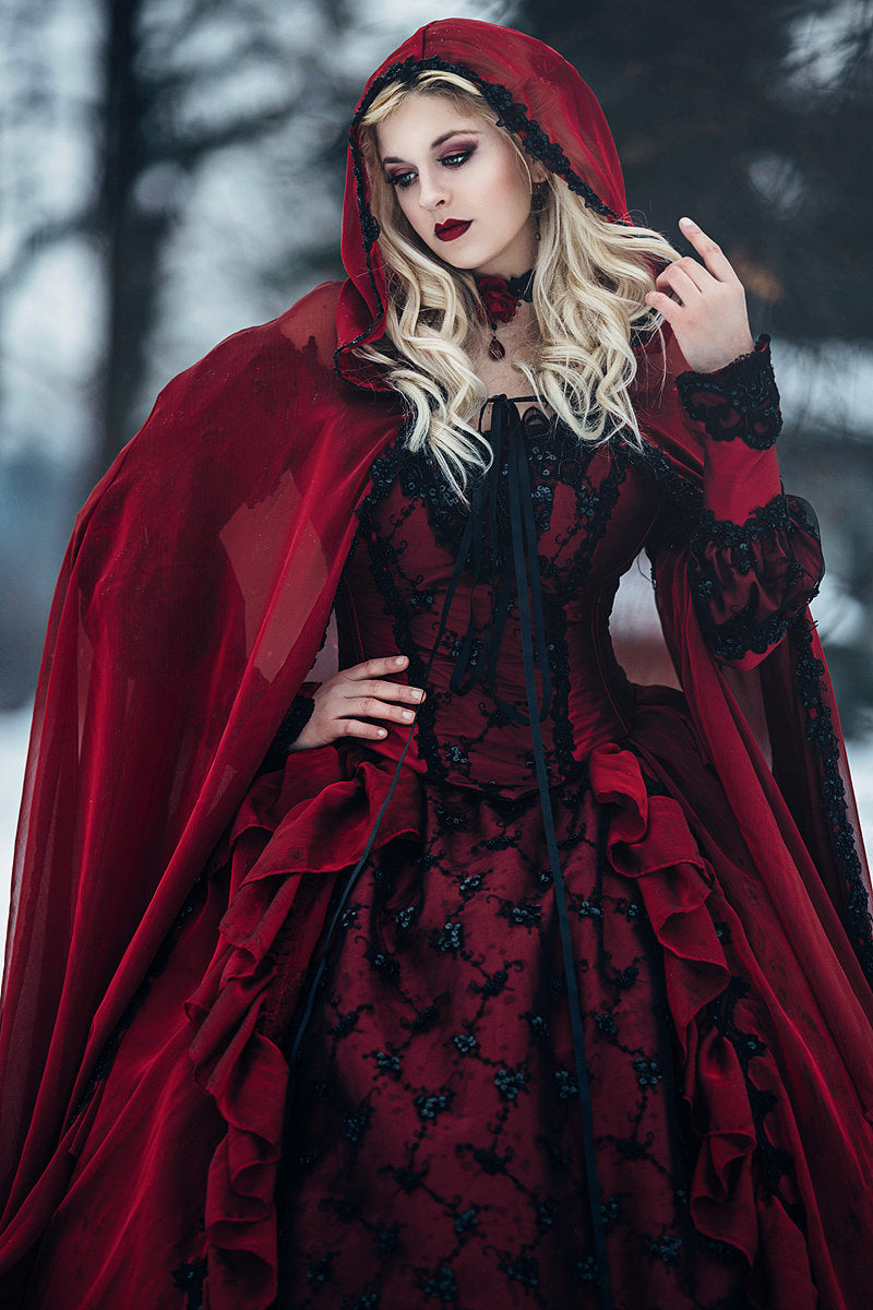 SOLD OUT Red/black Gothic Sleeping Beauty Alternative Wedding Gown