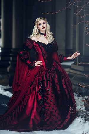 Red/black Gothic Sleeping Beauty Alternative Wedding Gown Romantic Threads Red/black Gothic Sleeping Beauty Alternative Wedding Gown Romantic Threads